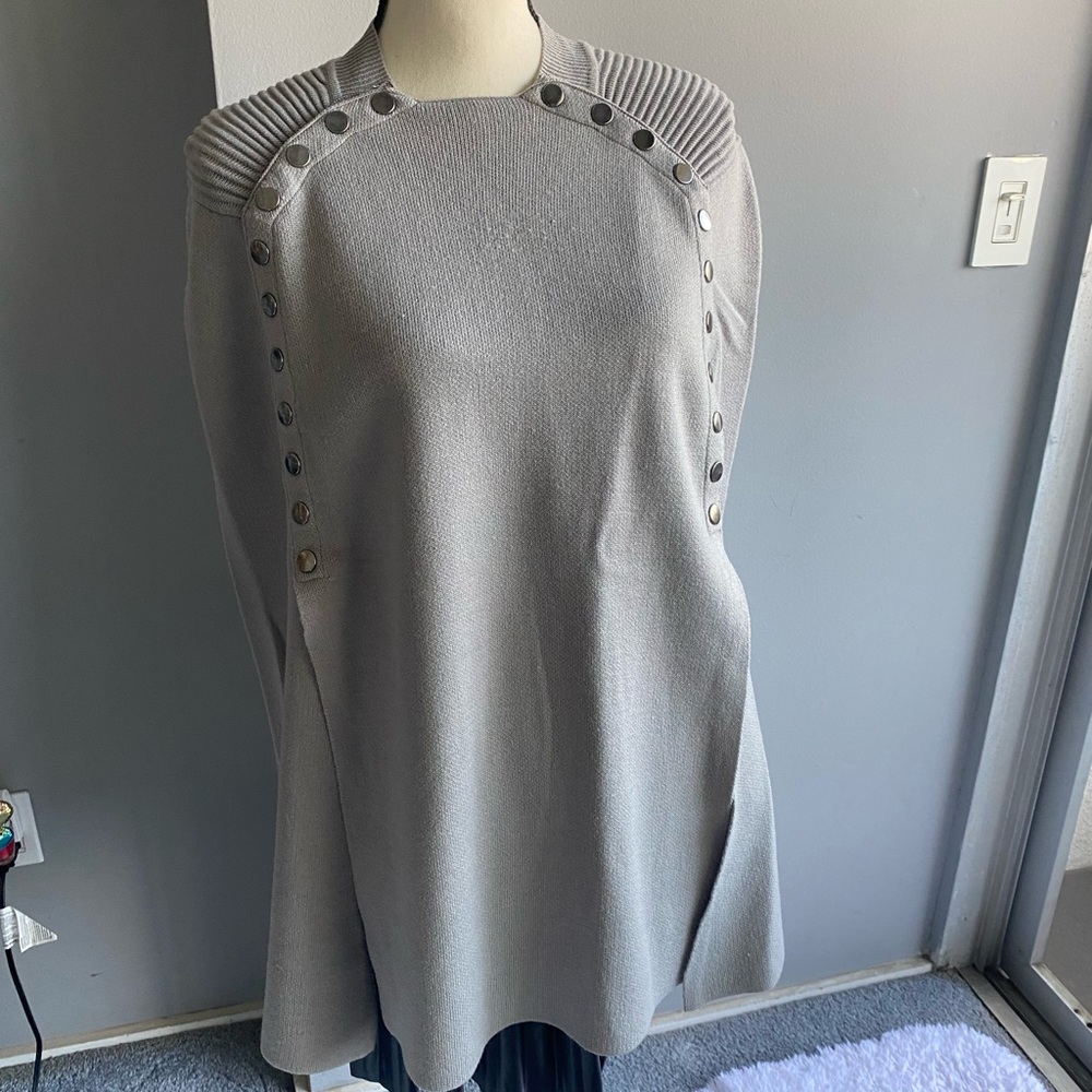Grey knit cape/poncho by Iman